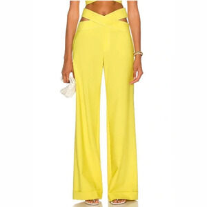 MONSE - Women's Wide-Leg 'Criss Cross' Pant in 'Lime' -Yellow/Green,  Size 6